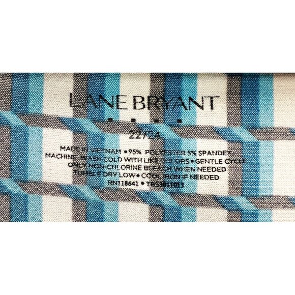 Lane Bryant Womens Cowl Neck Top 22/24 Blue & White Geometric Print Polyester/Sp - Picture 3 of 3